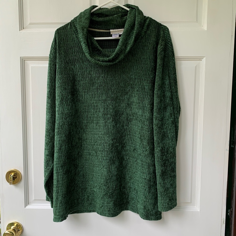 Shimmery Green Coldwater Creek Cowl Top